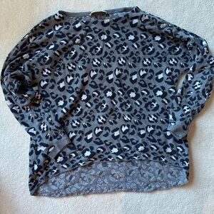 LOFT Charcoal and Navy Animal Print Sweater